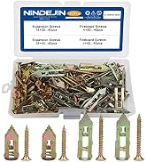 NINDEJIN Drywall Self-Drilling Anchor with Screw Kit, Gypsum Expansion Anchors Carbon Steel with ...