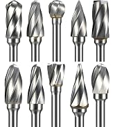 Sworker 10 Pcs Carbide Burr Set 1/8" Shank Compatible with Dremel Bits Aluminum Cut (Wide-Flute C...