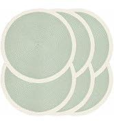 Noctiflorous Braided Round Placemats Set of 6, 15 Inch Woven Table Mats, Non-Slip Washable Place ...