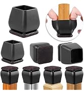 24 PCS Square Silicone Chair Leg Floor Protectors, Felt Furniture Pads, Bar Stool Leg Floor Prote...
