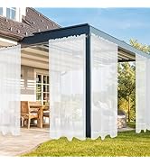 SpaceDresser Outdoor Sheer Curtains for Patio, 4 Panels Waterproof Rod Pocket Indoor Curtain for ...