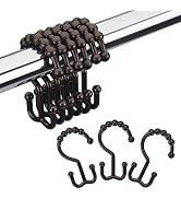 Amazer Shower Curtain Hooks Plastic Double Shower Curtain Rings for Bathroom Shower Curtain Rod -...