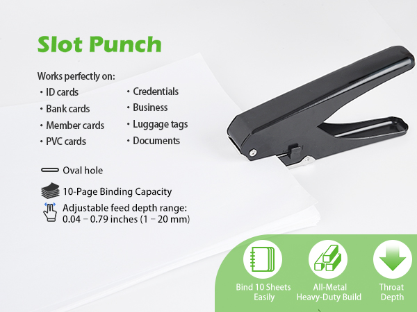 slot puncher, slot punch, badge hole puncher, badge hole punch for id cards, oval hole punch
