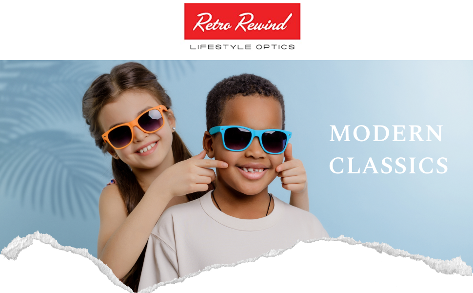 smiley kids with retro sunglasses posing for the camera