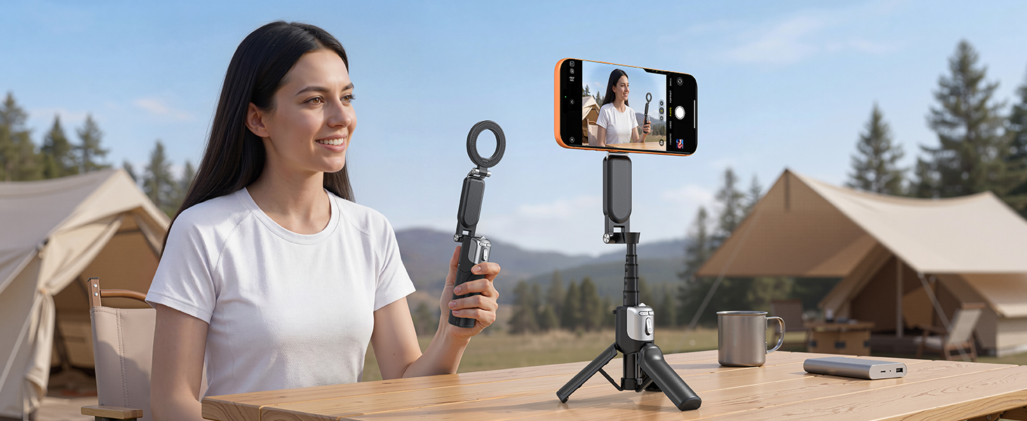 phone camera grip handle smartphone mobile selfie stick tripod for iphone 16 17 pro max