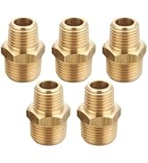 T TANYA HARDWARE 3/8 Inch Male to 1/4 Inch Male NPT Hex Nipples Reducer Adapter, NPT Brass Pipe F...