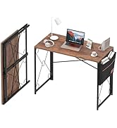 VECELO Folding Desk with Storage Bag 39 Inch Writing Desk Home Office Sturdy Steel Laptop Table f...