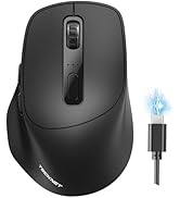TECKNET Tri-Mode Wireless Mouse, Rechargeable 2.4G & BT 5.0 for 3 Devices, Silent USB-A & Bluetoo...