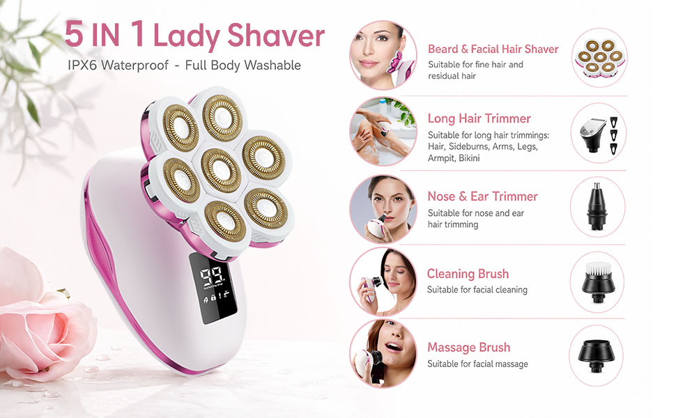 Electric Razors for Women, 7D Electric Shaver for Women