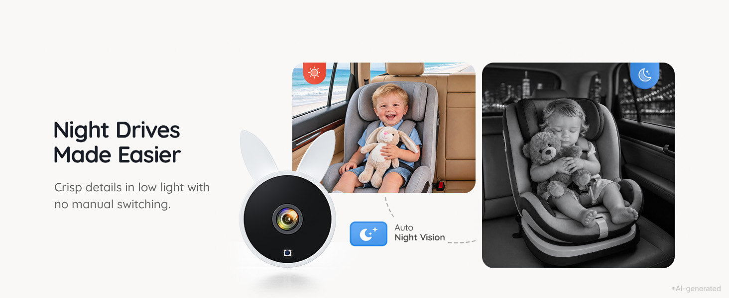 Dual Car Camera Baby Monitor for 2 Kids Baby Car Mirror Rear Facing