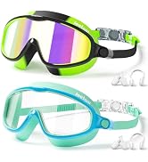 LEEIGGT 2 Pack Kids Swim Goggles, Anti-Fog UV Protection Swimming Goggles for Boys Girls Age 3-14...