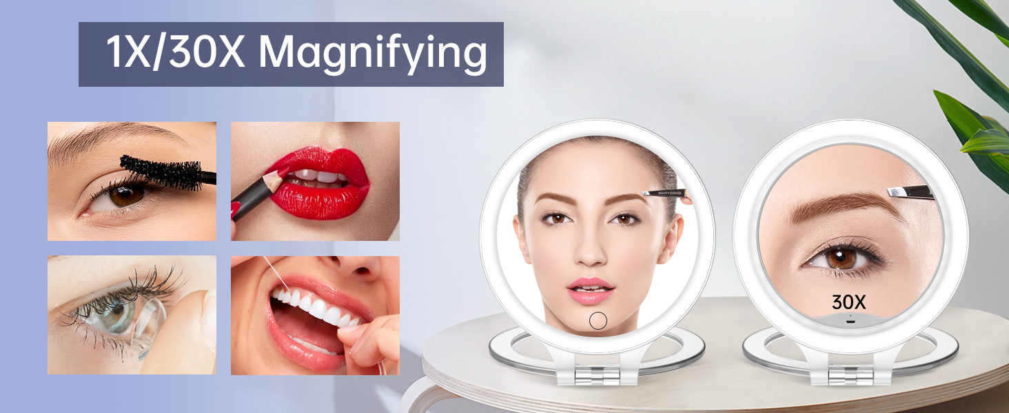 Magnifying Mirror 30X 1X Double Sided Magnification Makeup Vanity Mirror