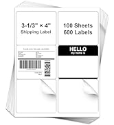 Anylabel 3-1/3" x 4" Shipping Address Labels for Laser & Inkjet Printer - 6 Per Page Mailing Labe...