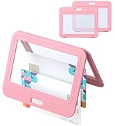 Uniclife ID Badge Holder with Double-Sided Windows Horizontal Hard Plastic Case Pink Card Protect...