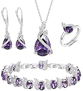 BriLove Jewelry Set for Bride, Sparkling Water Drop Cubic Zirconia Crystal Pendant Necklace Lever...