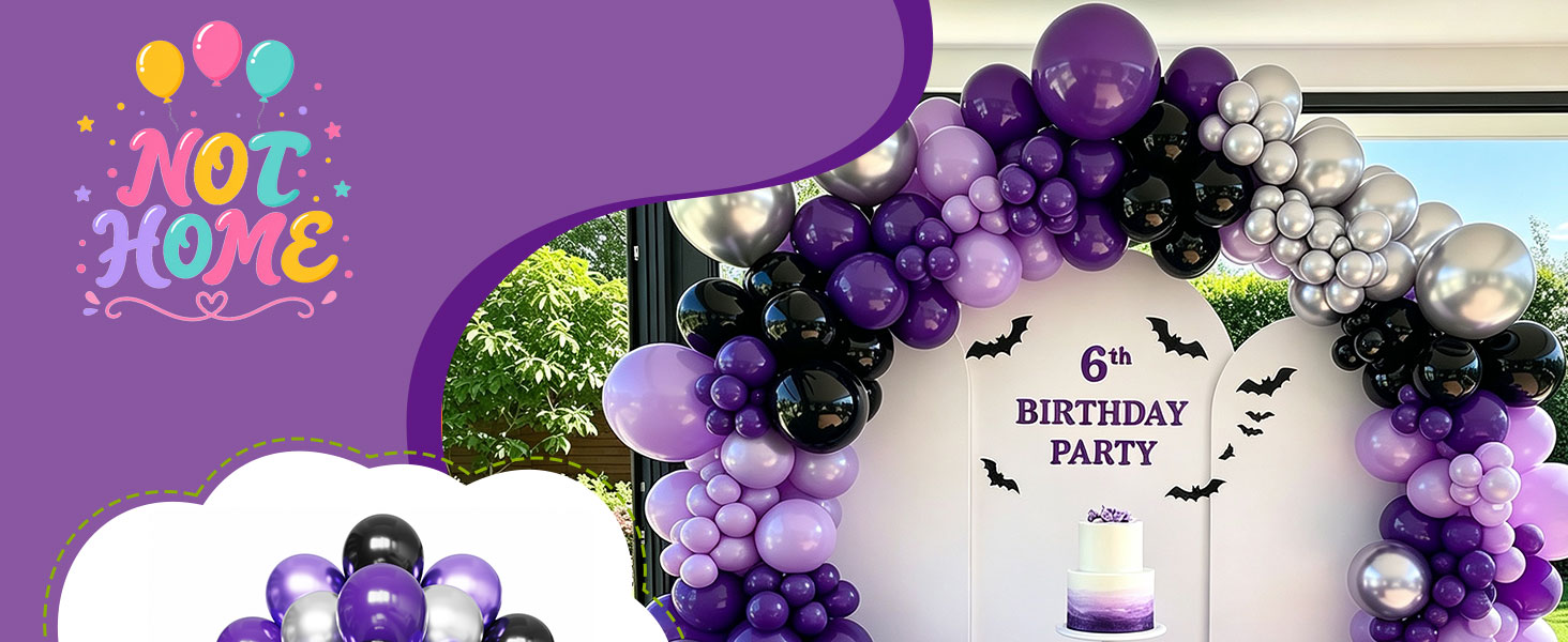 Black Purple silver balloons