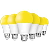 Sxminer 6 Pack Yellow Bug Light Bulbs Outdoor A19 Bug Lights 12W (80W Equivalent) 2000K Amber Glo...