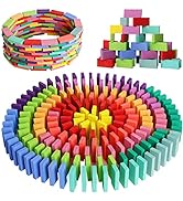 MCPINKY 360 PCS Colorful Wooden Domino Blocks, 12 Bulk Domino Blocks Racing Toy Educational Tile ...