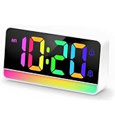 ALANAS Large RGB Digital Alarm Clock for Bedrooms,7" Big Display Color Changing Mood Lights, Dual...
