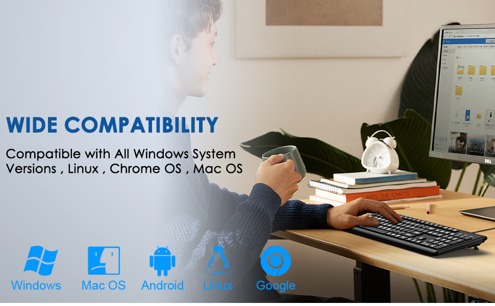 Large Print Computer Keyboard WiredUSB Full Size Quiet Keyboard Oversized Print Letter