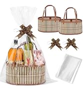 MADHOLLY Bamboo Woven Baskets for Gifts Empty - Foldable Sturdy Gift Basket Kit for Wrapping with...