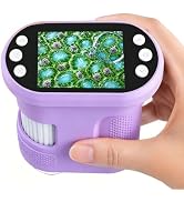 Kids Digital Microscope, 1000X Handheld Pocket Microscope STEM Science Toy | 2.0" IPS Screen, 8 L...