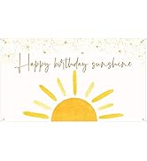 G1ngtar Boho Sun Happy Birthday Sunshine Backdrop Banner First Trip Around the Sun Wall Hanging D...