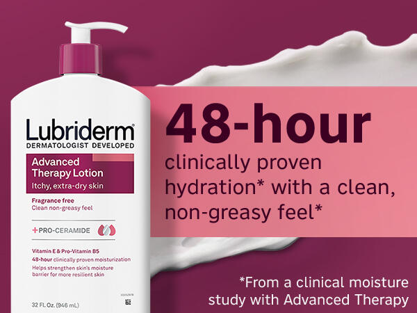 Lubriderm Advanced Therapy Lotion 48 hour clinically proven hydration clean non-greasy feel