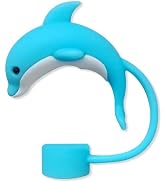 Blue Dolphin Straw Cap, 10mm, Cute Silicone Straw Covers Cap for Stanley Cup, Dust-Proof Drinking...