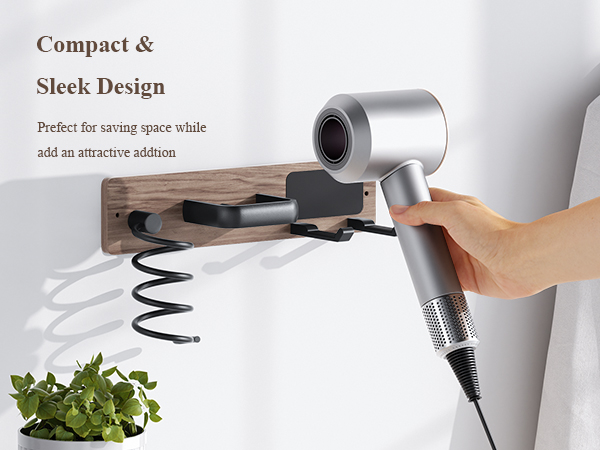 Walnut Hair Dryer Holder Curling Iron Holder Flat Iron