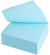XiowDow Non Sticky Notes 300 Sheet Cube Memo Cube 3.15x3.15in Loose Paper Note Cubes Blue Solid C...