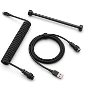 MOSHOU Coiled Keyboard Cord with Keyboard Cable Organizer, Detachable Metal Aviator, Double-Sleev...
