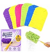 6 Pack Reusable Duster Refills Compatible with Swiffer, Washable Heavy Duty Duster Refills, Wet &...
