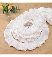 IDONGCAI Ruffle Lace Trim 5 Yards Pleated Edge Trim Hem Lace for Sewing (White)