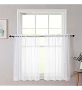 Welvetblk Cafe Curtains 36 Inch Length Tier 2 Pieces, Modern Soft Airy Sheer Kitchen Short Curtai...