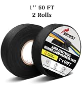 RED WOLF Wire Electrical Tape, 1 Inch x 50 Feet 2-Roll, Felt Cloth Electric Tape Noise Dampening ...
