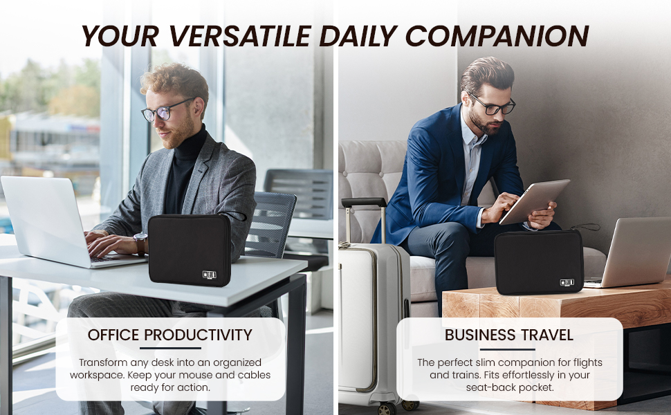 Versatile iPad travel case for coffee shop remote work and airport business commute.