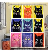 De-Mediocre Cute Cats Shower Curtain Kids,Funny Animal Curtain, Colorful Black Cat Shower Curtain...
