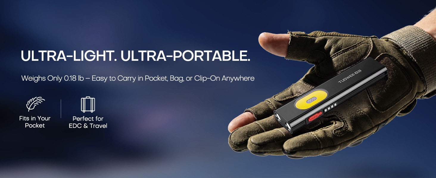 Flat EDC Flashlight Rechargeable Small Pocket Flashlight Lightweight Pocket Carry