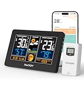 Raddy N75 Wi-Fi Weather Station with App Control, 7.5" Color Display Indoor Outdoor Thermometer, ...