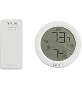 Taylor Digital Wireless Round Indoor Comfort Level Thermometer and Clock, Wireless Remote Sensor,...