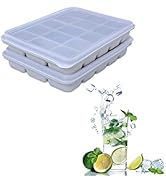Ice Cube Trays Set of 2, Easy Release 15 Flexible Silicone Ice Cube Molds with Removable Lid Reus...