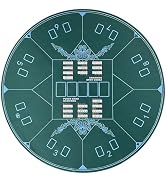 AQQA 47 Inch Round Poker Mat - Round Texas Hold'em Poker Mat - Non-Slip Foldable Table Mat - Texa...