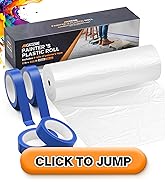 Plastic Drop Cloths, 400' Length x 9' Width Painter's Plastic Film with 4 Rolls Painter's Tape - ...
