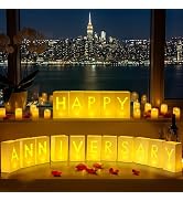 Velsyn Happy Anniversary Decorations Light up Letters - Luminary Paper Bags to be Used as Happy A...