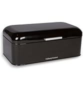 Culinary Couture Extra Large Black Bread Box for Kitchen Countertop - Holds 2 Loaves - 16.5" x 9"...