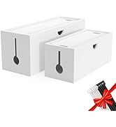 Bamboo Cable Management Box, Large Cord Organizer Box Cable Box to Hide Wires & Power Strips for ...