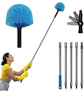 12+Ft High Reach Cobweb Duster with 3-6ft Sturdy Detachable Pole, Lightweight Spider Web Cleaner ...