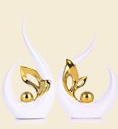 XMGZQ White Gold Ceramic Statues for Home Décor Accents,Abstract Art Mid Century Modern Decor,Ele...