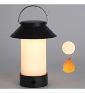 WEILAILUX Rechargeable Outdoor Lantern Waterproof, Dimmable Warm White & Flickering Flame Mood Li...